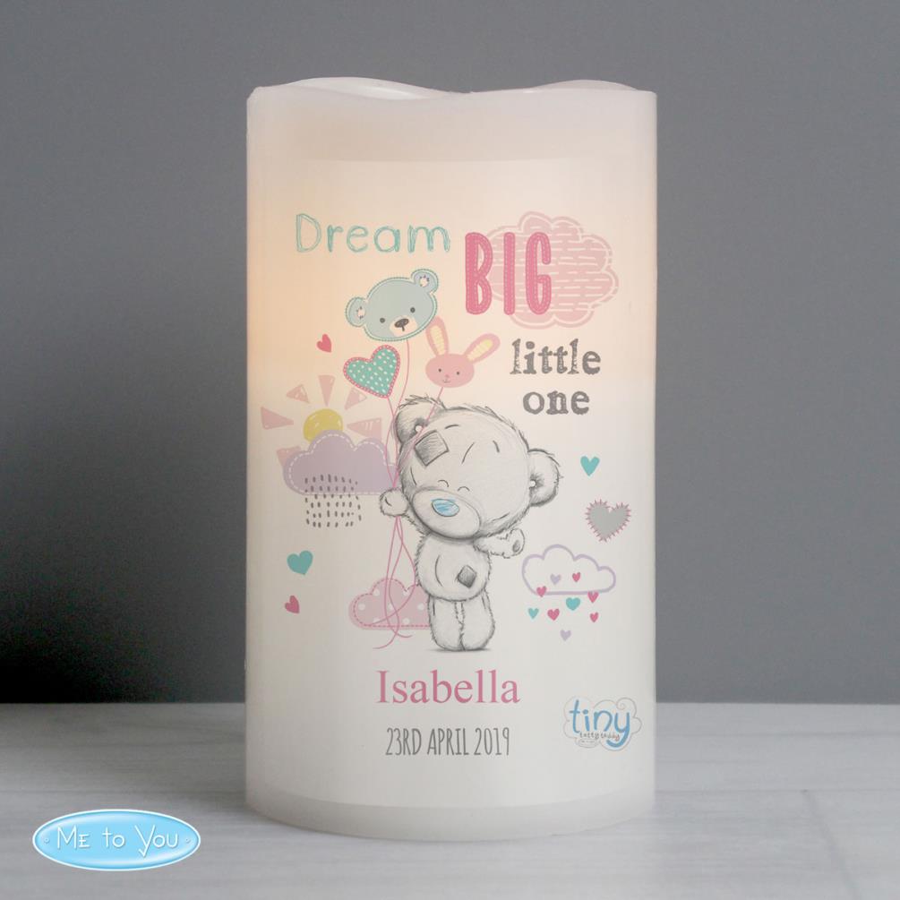 Personalised Tiny Tatty Teddy Dream Big Pink Nightlight LED Candle Extra Image 1